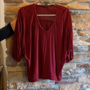 3/4 length sleeve maroon blouse